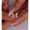 Natural Diamond Butterfly Ring 14K Gold Two-Piece Stack Ring