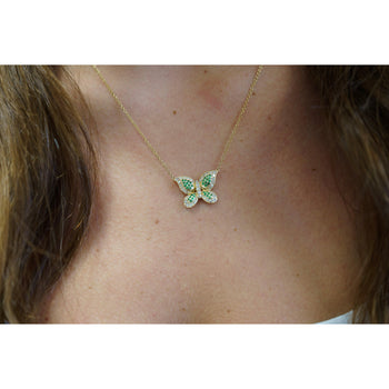 Natural Diamond and Green Tsavorite Butterfly 14K Yellow Gold Necklace – Assay Jewelers