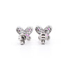 Natural Diamond and Pink Sapphire Cluster Butterfly Stud Earrings in 14K White Gold