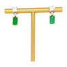 Natural Elongated Emerald and Diamond Drop Earrings in 18K Gold