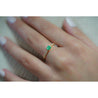 Natural Emerald Square Cut Thin Ribbed Band Stacking Ring in 18K Yellow Gold