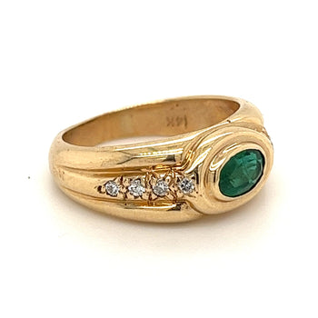 Bague unisexe en or 14K sertie de béryl naturel et de diamants, à serti clos – Assay Jewelers