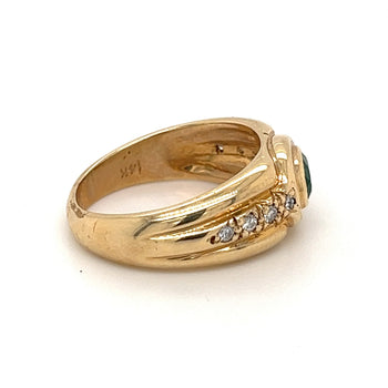 Natural Emerald et diamant, Bague unisexe sertie clos en or 14K – Assay Jewelers