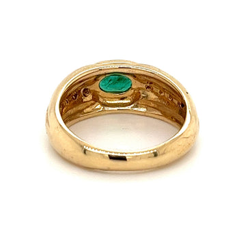 Bague unisexe en or 14K avec émeraude naturelle et diamant sertis clos – Assay Jewelers