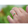 Natural Emerald and Diamond Ribbed Shank Thin Stacking Ring in 18K Rose Gold