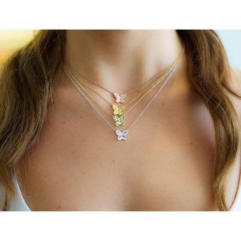 Natural Pink Diamond Butterfly Charm Floating Pendant Necklace in 18K Rose Gold – Assay Jewelers