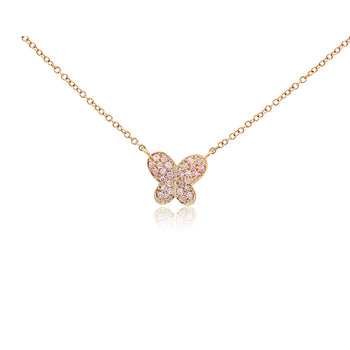Natural Pink Diamond Butterfly Charm Floating Pendant Necklace in 18K Rose Gold – Assay Jewelers