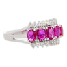 Natural Pink Ruby and Diamond Platinum Wedding Band 5 Stone Ring