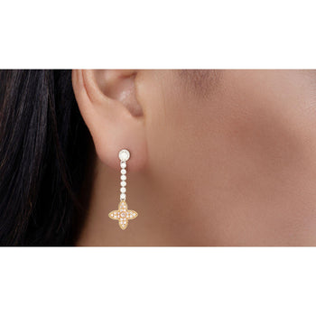 Boucles d'oreilles pendantes florales en diamants roses et blancs naturels, en or blanc et rose 18k – Assay Jewelers