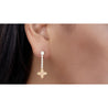 Natural Pink & White Diamond Floral Drop Earrings in 18k White and Rose Gold