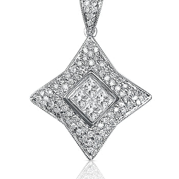 Princess Cut Collier étoile en or blanc 18k avec diamant, en or blanc – Assay Jewelers