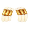 Natural White Agate Clip On Retro Earrings in 18K Yellow Gold