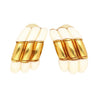 Natural White Agate Clip On Retro Earrings in 18K Yellow Gold