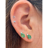 Oval Cut Natural Emerald Stud Earrings in 18k Solid Gold