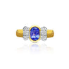 Oval Cut Violet Tanzanite in 14k Solid Gold Bowtie Ring