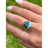 Overlap Bypass Blue Topaz and Diamond Cocktail Ring for Women