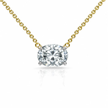 1-3 Carat Oval Diamond East West 14K Gold Floating Pendant Necklace – Assay Jewelers