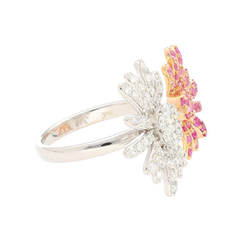 Pink Sapphire and Diamond Flower Motif Open Toi Et Moi Ring in 18K White Gold – Assay Jewelers