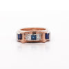 Retro Style Sapphire & Diamond Channel 14K Two Tone Unisex Band Ring
