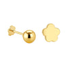 Reversible 4mm 14K Gold Ball Stud & Clover Screw Back Single Stud Earring
