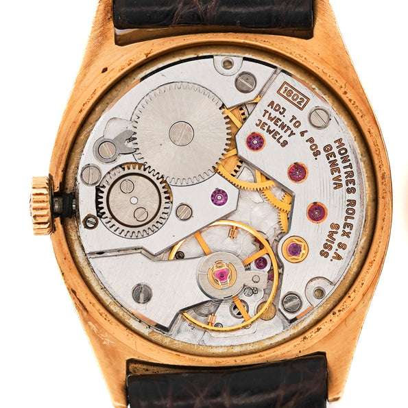 Rolex Cellini 18K Gold 4129 Manual Champagne 25mm Dial Leather Watch