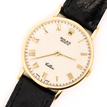 Rolex Cellini Ivory Jubilee 32mm Dial 18K Gold On Leather Watch – Assay Jewelers
