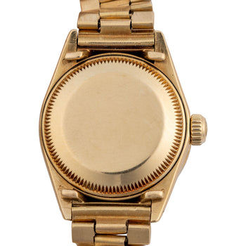 Rolex Datejust 6917 26mm 18K Gold President Diamond Bezel Black Dial Watch – Assay Jewelers