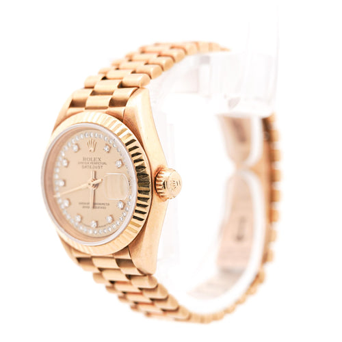Rolex Datejust Presidential Champagne 18K Gold Diamond Dial Fluted Watch