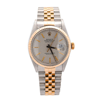 Rolex Datejust Silver Tapestry Dial 2 Tone Jubilee 36mm 16013 Watch Box/Papers – Assay Jewelers