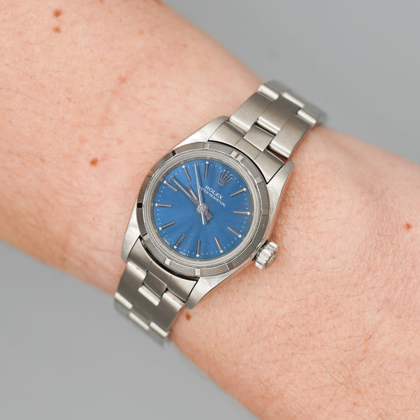 Rolex Lady Oyster Blue Dial 76030 Engine Bezel Blue Dial Watch