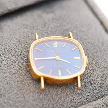 Rolex Orchid Blue Dial 18K Yellow Gold Vintage Cocktail Ladies Watch Face – Assay Jewelers