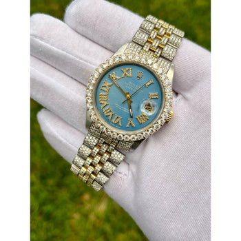 Rolex Tiffany Blue Fully Iced Out Diamond Datejust Watch – Assay Jewelers