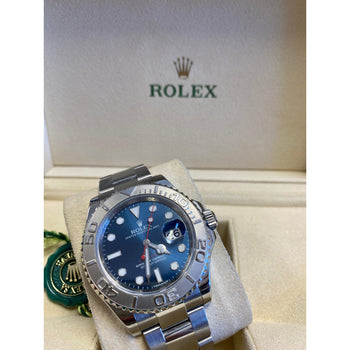 Rolex Yacht-Master 40mm Blue Face Platinum Bezel with Oyster Band – Assay Jewelers