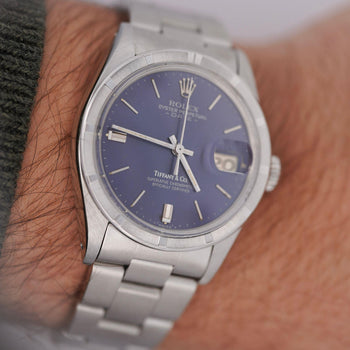 Rolex for Tiffany and Co Oyster Perpetual Date 15210 Dark Blue Dial Watch – Assay Jewelers