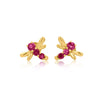 Ruby Dragonfly Stud Earrings in 14K Gold