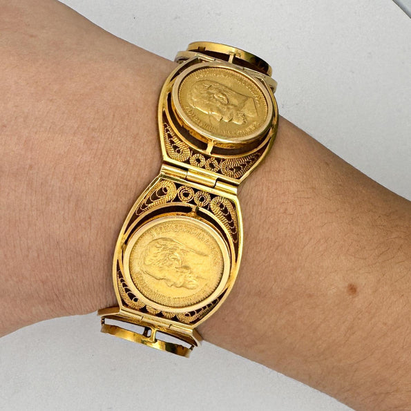 Russian Imperial 10 Ruble Nicholas II 1898 22K & 18K Gold Coin Bracelet