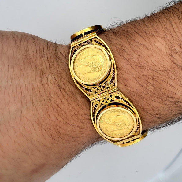Russian Imperial 10 Ruble Nicholas II 1898 22K & 18K Gold Coin Bracelet
