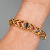 Sapphire, Ruby, & Seed Pearl 14K Gold Openwork Bangle Bracelet