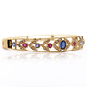 Sapphire, Ruby, & Seed Pearl 14K Gold Openwork Bangle Bracelet