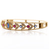 Sapphire, Ruby, & Seed Pearl 14K Gold Openwork Bangle Bracelet