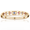 Sapphire, Ruby, & Seed Pearl 14K Gold Openwork Bangle Bracelet
