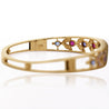 Sapphire, Ruby, & Seed Pearl 14K Gold Openwork Bangle Bracelet