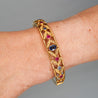 Sapphire, Ruby, & Seed Pearl 14K Gold Openwork Bangle Bracelet