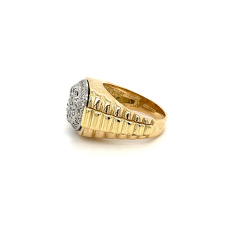 Signet Style Natural Round Diamond Cluster Mens Ring in 18k Gold – Assay Jewelers