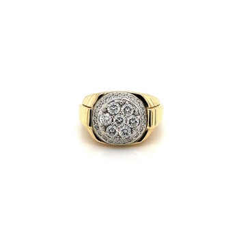 Signet Style Natural Round Diamond Cluster Mens Ring in 18k Gold – Assay Jewelers