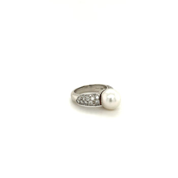 South Sea Pearl with Round Diamond Pave Side stones in Platinum Ring – Assay Jewelers