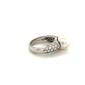 South Sea Pearl with Round Diamond Pave Side stones in Platinum Ring – Assay Jewelers