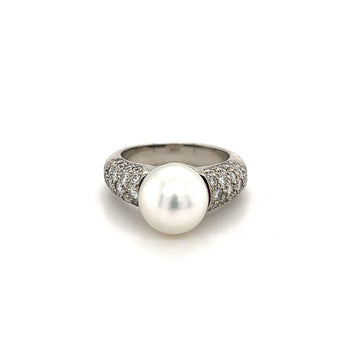 South Sea Pearl with Round Diamond Pave Side stones in Platinum Ring – Assay Jewelers