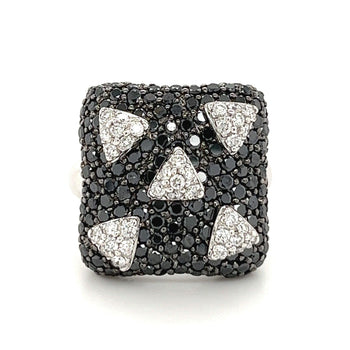 Starlit Night Black and White Diamond Cluster Ring in 18K White Gold – Assay Jewelers