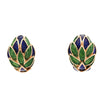 Tiffany & Co. Vintage Green and Blue Enamel 18K Gold Clip-On Earrings